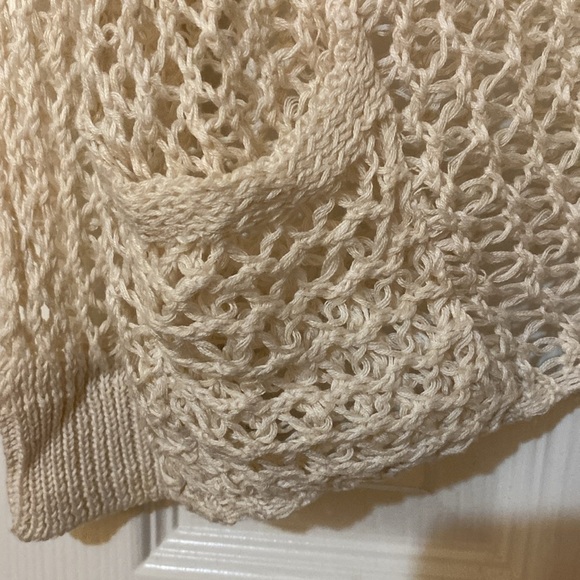 POL Cream open weave lace knit button up cardigan hoodie sweater size Medium - Picture 7 of 7